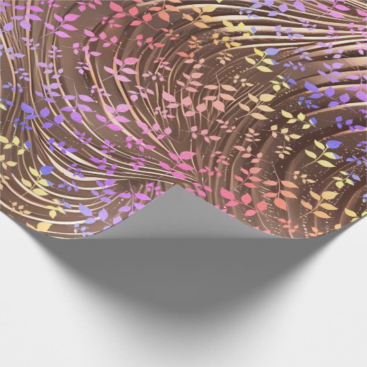 Golden Curves Neon Florals X'mas Wrapping Paper Cadeaupapier (Hoek)