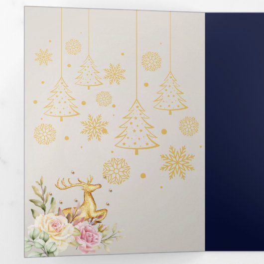 Golden Custom Baby Vrolijk Kerstfeest Drieluik Wenskaart (Binnenzijde eerst)