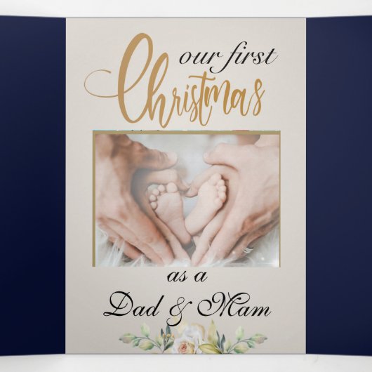 Golden Custom Baby Vrolijk Kerstfeest Drieluik Wenskaart (Binnenkant midden)