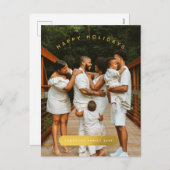 Golden Custom Photo Family Kerstmis Feestdagenkaart (Voorkant / Achterkant)