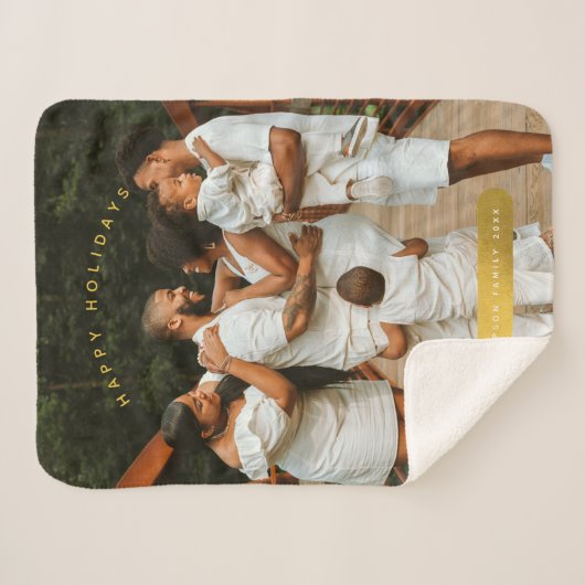 Golden Custom Photo Family Kerstmis Sherpa Deken (Voorkant (horizontaal))