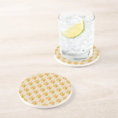 Golden Cute Paws op Beige Zandsteen Onderzetter (Zijkant)