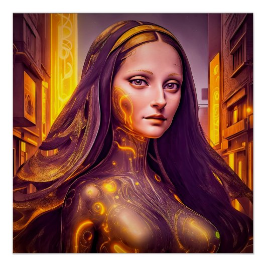 Golden Cyborg Mona Lisa Perfect Poster (Voorkant)