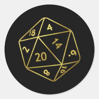 Golden D20 Ronde Sticker