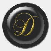 Golden D Monogram Ronde Sticker (Voorkant)