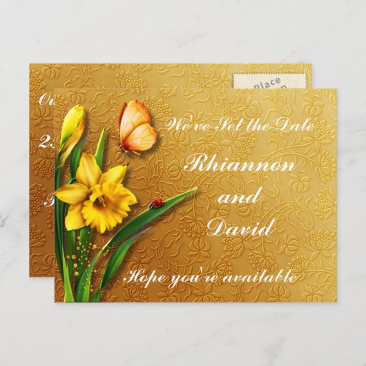 Golden Daffodils Aankondigingskaart (Voorkant / Achterkant)
