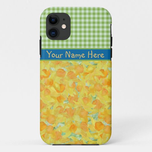 Golden Daffodils en Green Check Gingham Case-Mate iPhone Case (Achterkant)