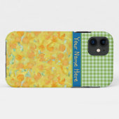 Golden Daffodils en Green Check Gingham Case-Mate iPhone Case (Achterkant (horizontaal))