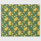 Golden Daffodils op groen Cadeaupapier (Vlak)