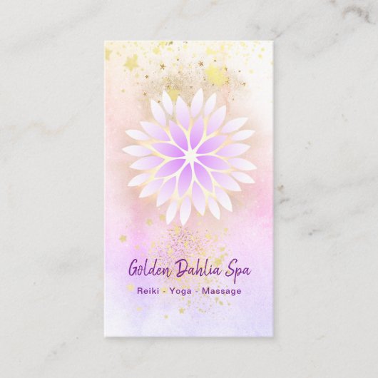 *~* Golden Dahlia Pastel Pink Lavender AP2 Visitekaartje (Voorkant)