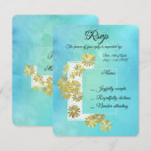 Golden Daisy Dream Elegance Romance  Chic RSVP Kaartje (Voorkant / Achterkant)