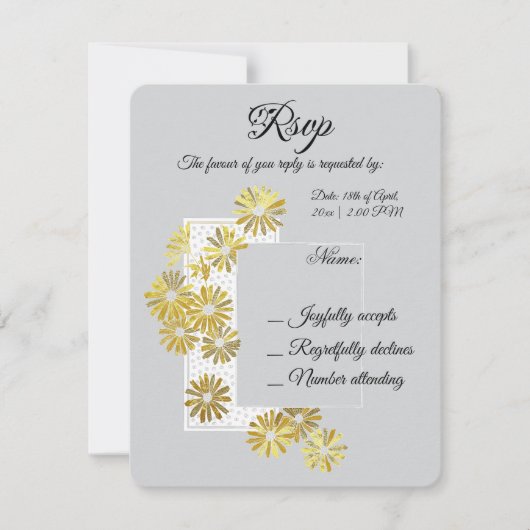 Golden Daisy Dream Elegance Romance  Chic RSVP Kaartje (Voorkant)