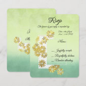 Golden Daisy Dream Elegance Romance  Chic RSVP Kaartje (Voorkant / Achterkant)