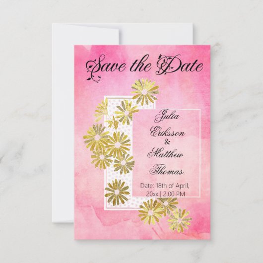 Golden Daisy Dream Elegance Romance Chic Save The Date (Voorkant)