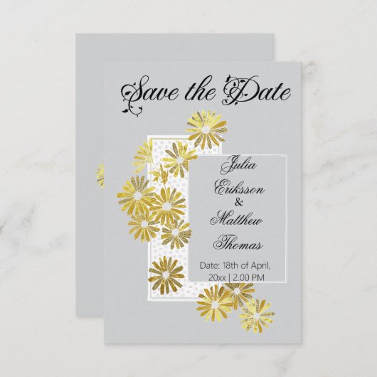Golden Daisy Dream Elegance Romance Chic Save The Date (Voorkant / Achterkant)