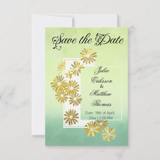 Golden Daisy Dream Elegance Romance  Chic Save The Date (Voorkant)