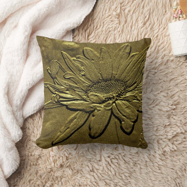 Golden Daisy Floral Art Kussen (Deken)