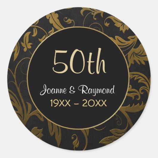 Golden Damask 50e Jubileum - Aanpassen Ronde Sticker (Voorkant)