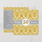 Golden Damask, 50th Wedding Jubileum Kaart (Voorkant / Achterkant)