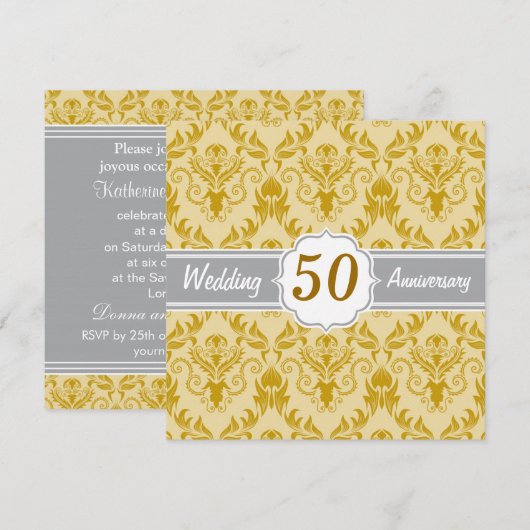 Golden Damask, 50th Wedding Jubileum Kaart