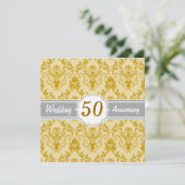 Golden Damask, 50th Wedding Jubileum Kaart (Staand voorkant)