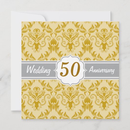 Golden Damask, 50th Wedding Jubileum Kaart (Voorkant)