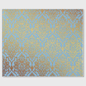 Golden Damask Blue Sky Royal Geometric Vip Cadeaupapier (Vlak)