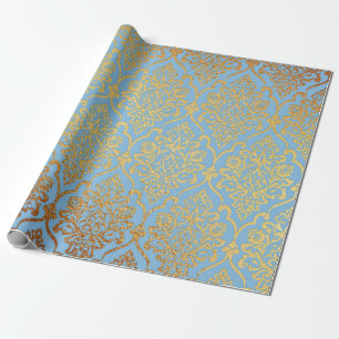 Golden Damask Blue Sky Royal Geometric Vip Cadeaupapier