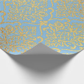 Golden Damask Blue Sky Royal Geometric Vip Cadeaupapier (Hoek)