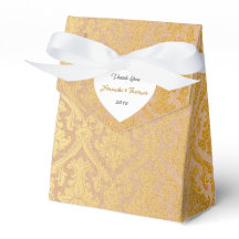 Golden Damask Cardboard Birthday Wedding Favor