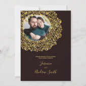 Golden Damask Foto Lijst Jubileum Kaart (Voorkant)