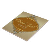 Golden Damask Fractal Lace Wedding Keepomwille Tegeltje (Zijkant)