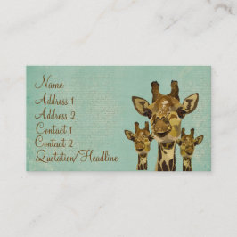 Golden Damask Giraffes Blue Visitekaartje/Labels Visitekaartje