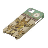 Golden Damask Giraffes Monogram iPhone Case (Onderkant)