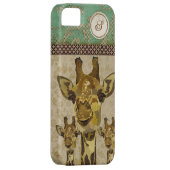 Golden Damask Giraffes Monogram iPhone Case (Back/Rechts)