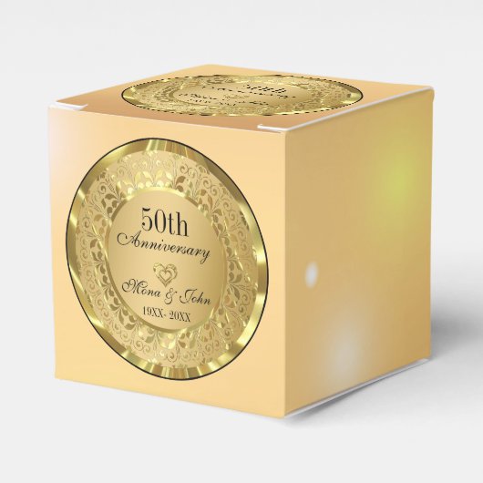 Golden Damask Jubileum Bedankdoosjes (Voorkant Zijde)