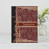 Golden Damask Luxe Aangepaste Bruiloft Uitnodiging (Staand voorkant)