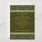 Golden Damask Luxe Aangepaste Bruiloft Uitnodiging (Achterkant)