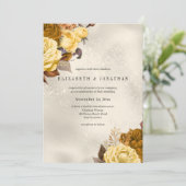 Golden Damask Roos bruiloft Kaart (Staand voorkant)