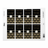 Golden Damask w Brooch Wedding Favor Wine Labels (Full Sheet)