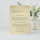 Golden Damask Wedding Details Enclosure Kaart (Staand voorkant)