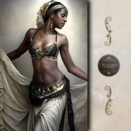 Golden Dancer in Regal Beadwork Decoupage  Tissuepapier