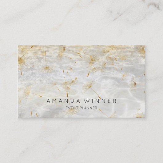 Golden Dandelion Confetti Grungy Grey Water Visitekaartje (Voorkant)