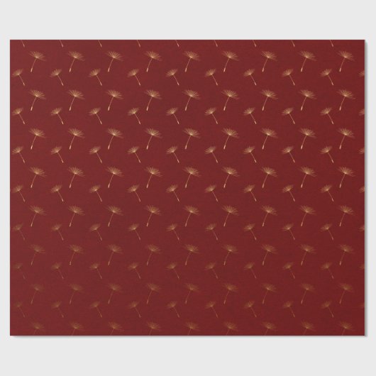Golden Dandelion Crimson Maroon Burgund Botanical Cadeaupapier (Vlak)