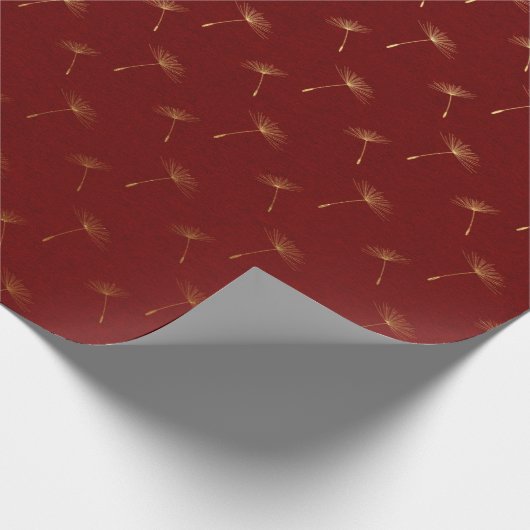 Golden Dandelion Crimson Maroon Burgund Botanical Cadeaupapier (Hoek)