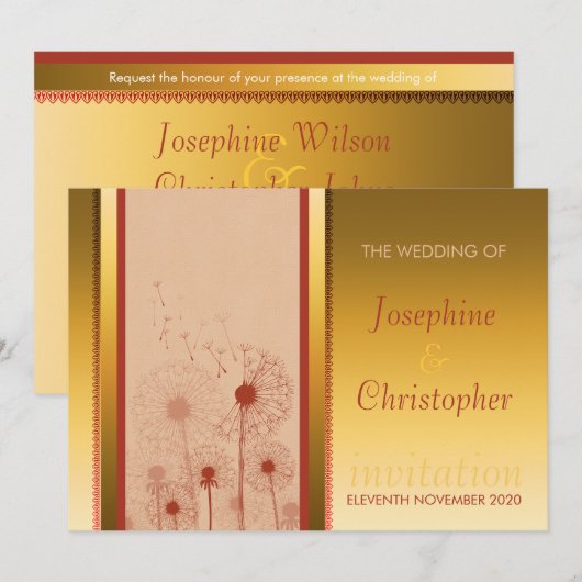 Golden Dandelion Sunshine Weddenschap Kaart (Voorkant / Achterkant)