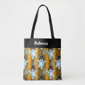 Golden Dansende Snowmen Kerstmis Grote Kerstmis Tote Bag (Voorkant)