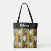 Golden Dansende Snowmen Kerstmis Grote Kerstmis Tote Bag (Achterkant)