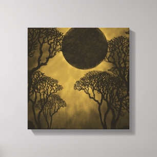 Golden Dark Forest Eclipse Canvas Print