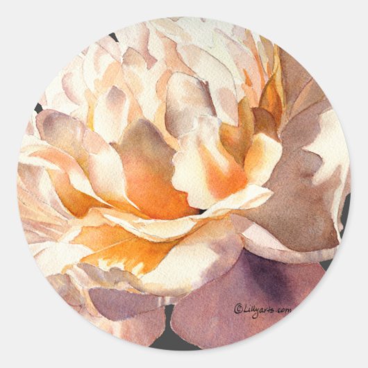 Golden Dark Peony Wedding Envelope Seals Ronde Sticker (Voorkant)